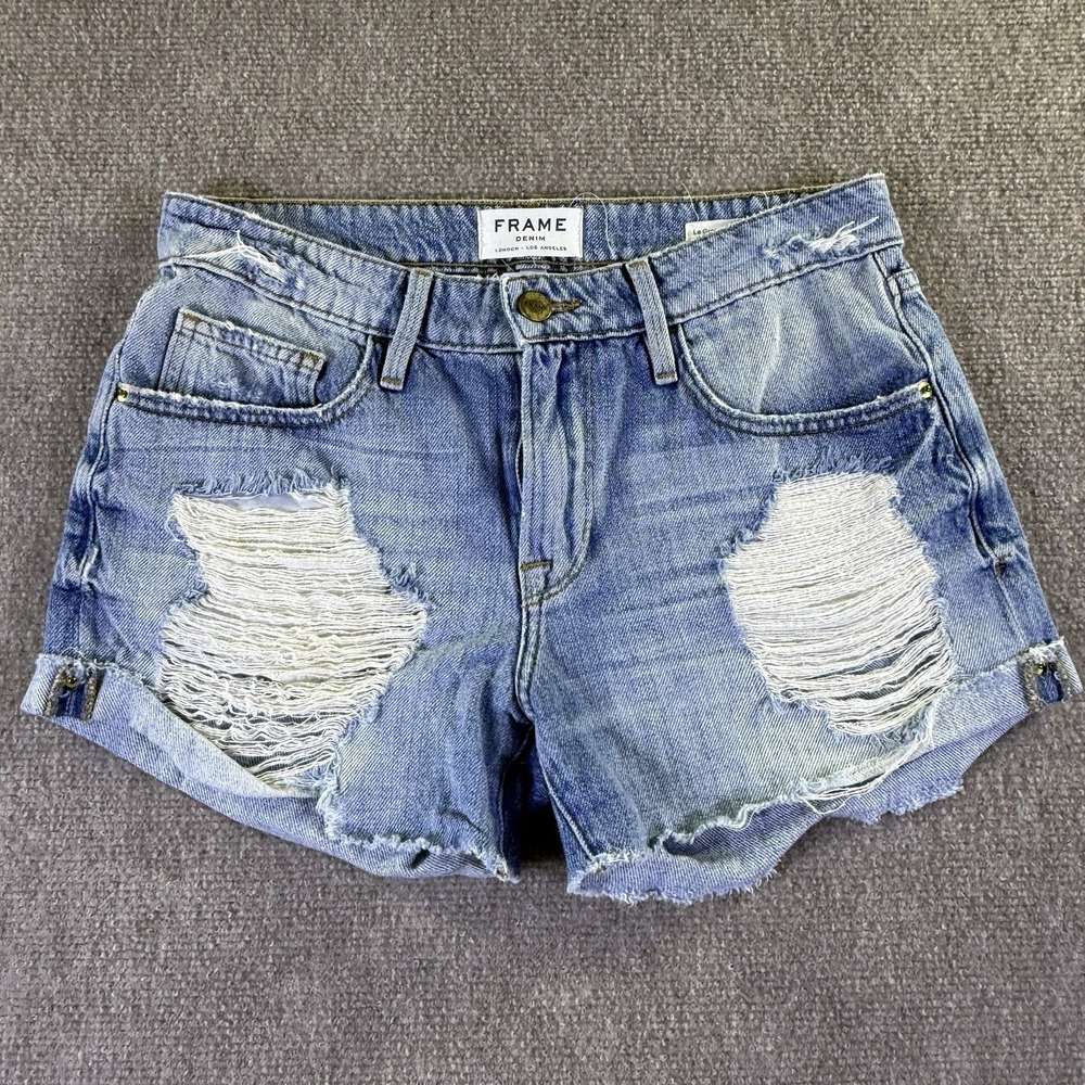 FRAME Denim Le Grand Garcon Womens Shorts Distressed Size 24